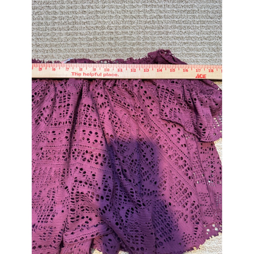 Free People Beach Plum Purple Eyelet Lace Off The Shoulder Crop Top Womens Med - Picture 6 of 10
